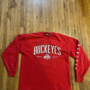 Buckeyes Red Long Sleeve Tee with Sleeve Graphic